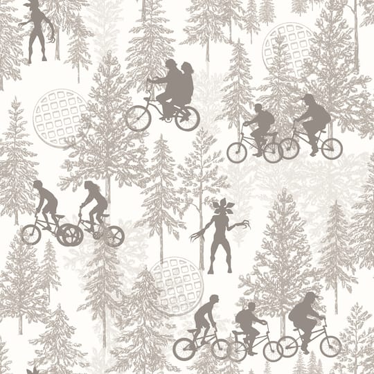 RoomMates Netflix Stranger Things Hawkins Woods Taupe Peel & Stick Wallpaper